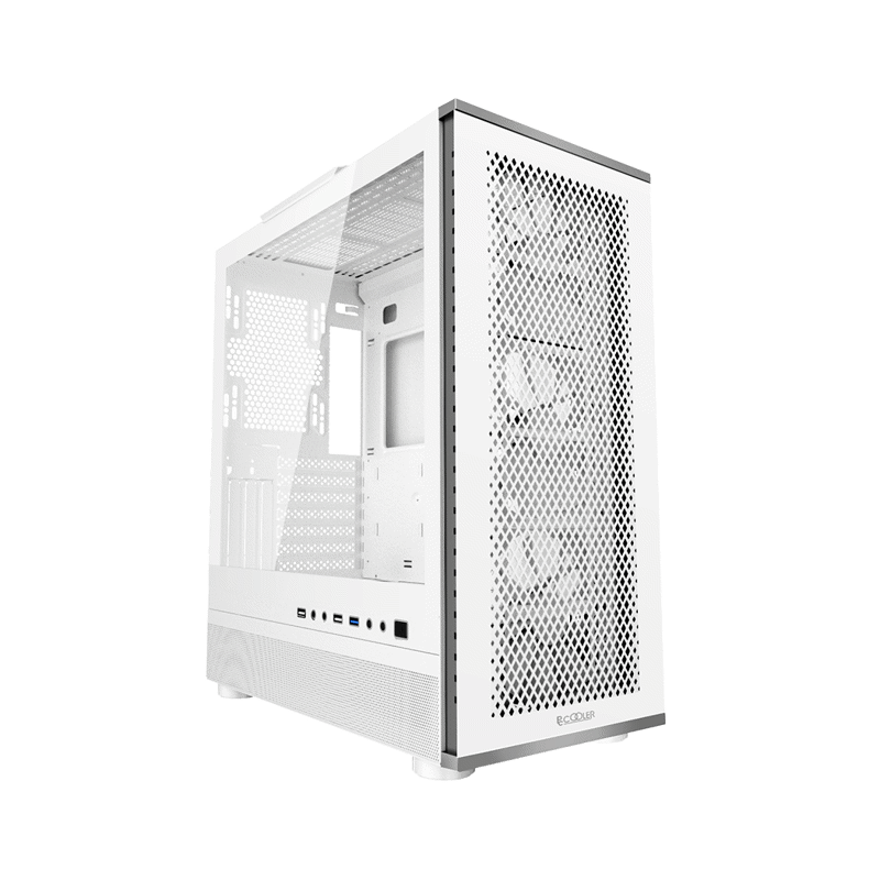 Корпус без блока питания/ PCCooler ME200 MESH WH, Mesh Full Tower, White, TG, SPCC, 3x120mm ARGB E-ATX, ATX, mATX, mITX 180/380/220mm 4x2.5", 2x3.5", 7+3xPCI 1xUSB-A 3.0, 2xUSB-A 2.0 432x225x495mm