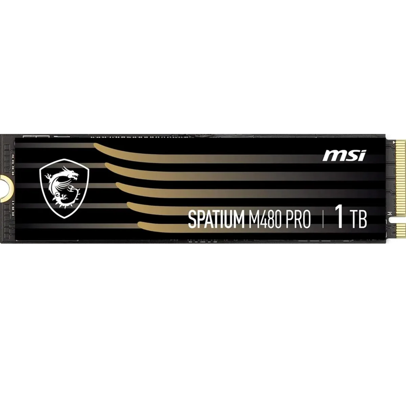 MSI SSD SPATIUM M480 Pro, 1000GB, M.2(22x80mm), NVMe, PCIe 4.0 x4, 3D TLC, R/W 7400/6000, IOPs 750 000/1 000 000, DRAM buffer 1024MB, TBW 700, DWPD 0.38 (5 лет) (S78-440L1G0-P83)