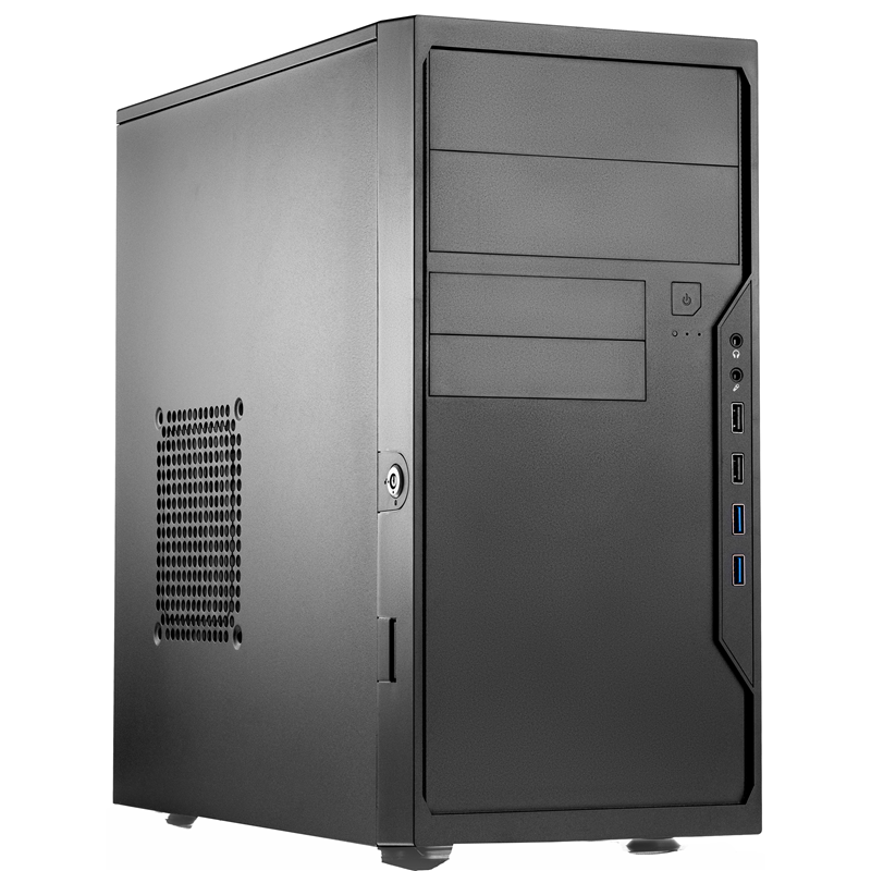 Корпус с блоком питания 450Вт./ Case Foxline FL-733R-FZ450R-U32-NRP mATX case, black, w/ PSU 450W 12cm, w/ 2xUSB2.0, w/ 2xUSB3.0, w/ P-lock, w/ E-lock support, w/ rear LED lighting button, w/ pwr cord, w/ o F