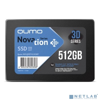 QUMO SSD 512GB Novation TLC 3D (Q3DT-512GSKF) {2,5" R/ W 550/ 500 MB/ s SM2258XT/ SM2259XT OEM}