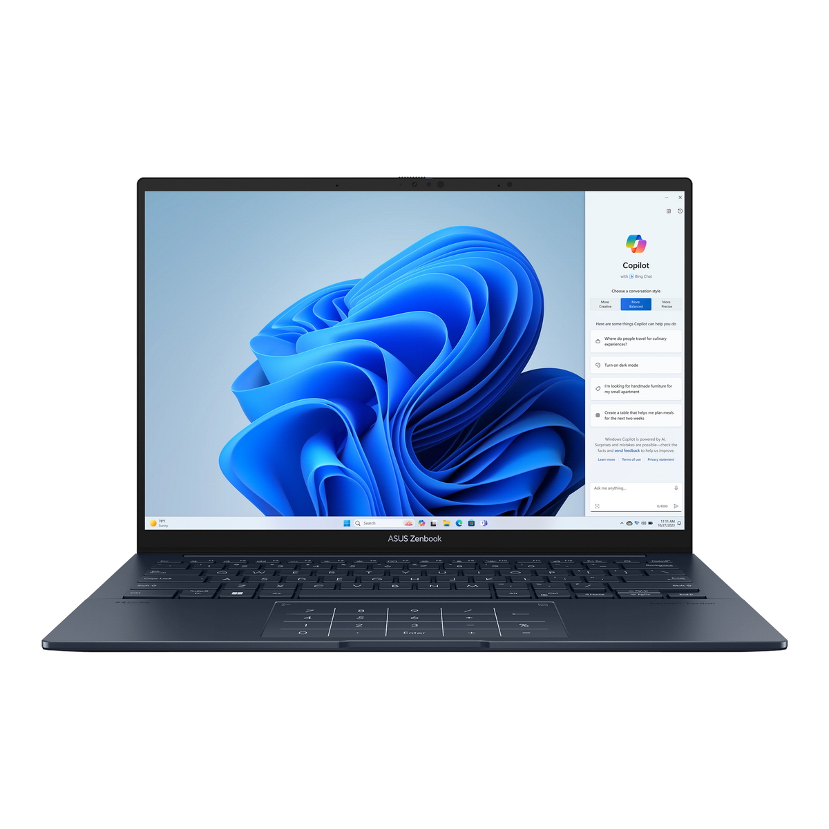 Ноутбук ASUS Zenbook 14 OLED UX3405MA-QD437 Intel Core Ultra 5 Processor 125H/ 16Gb/ SSD512GB/ 14&quot;/ OLED/ FHD/ NoOS/ Ponder Blue (90NB11R1-M010B0)