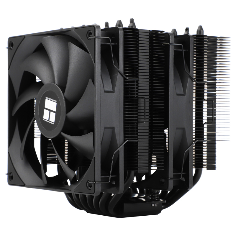 Кулер для процессора/ Thermalright Phantom Spirit 120 SE Black (4-pin PWM, 154mm, Ni/ Cu, 7x6mm, 2x120mm, 66.17CFM, 25.6dBA, 1500RPM, S: 1200, 1700, 1851, 115X, AM4, AM5, silver, black) (PS120-SE-BL)