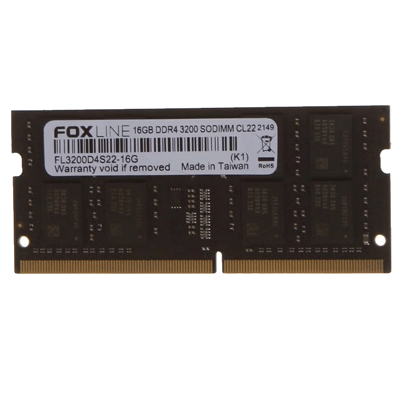 Память оперативная/ Foxline SODIMM 16GB 3200 DDR4 CL22 (2Gb*8) (FL3200D4S22S-16G)