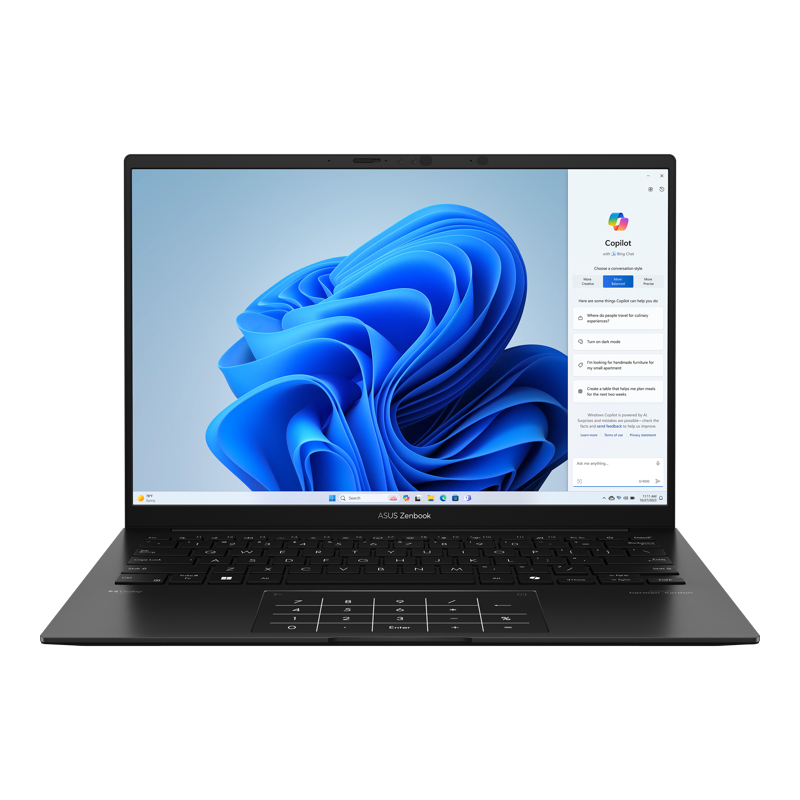 Ноутбук ASUS ZenBook 14 UM3406HA-QD119 14"(1920x1200 OLED 16:10)/ AMD Ryzen 7 8840HS/ 16Gb/ 1Tb SSD/ noDVD/ BT/ WiFi/ 75WHr/ 1.2kg/ Jade Black/ DOS + NumberPad, алюм корп, чехол, US (90NB1271-M007D0)