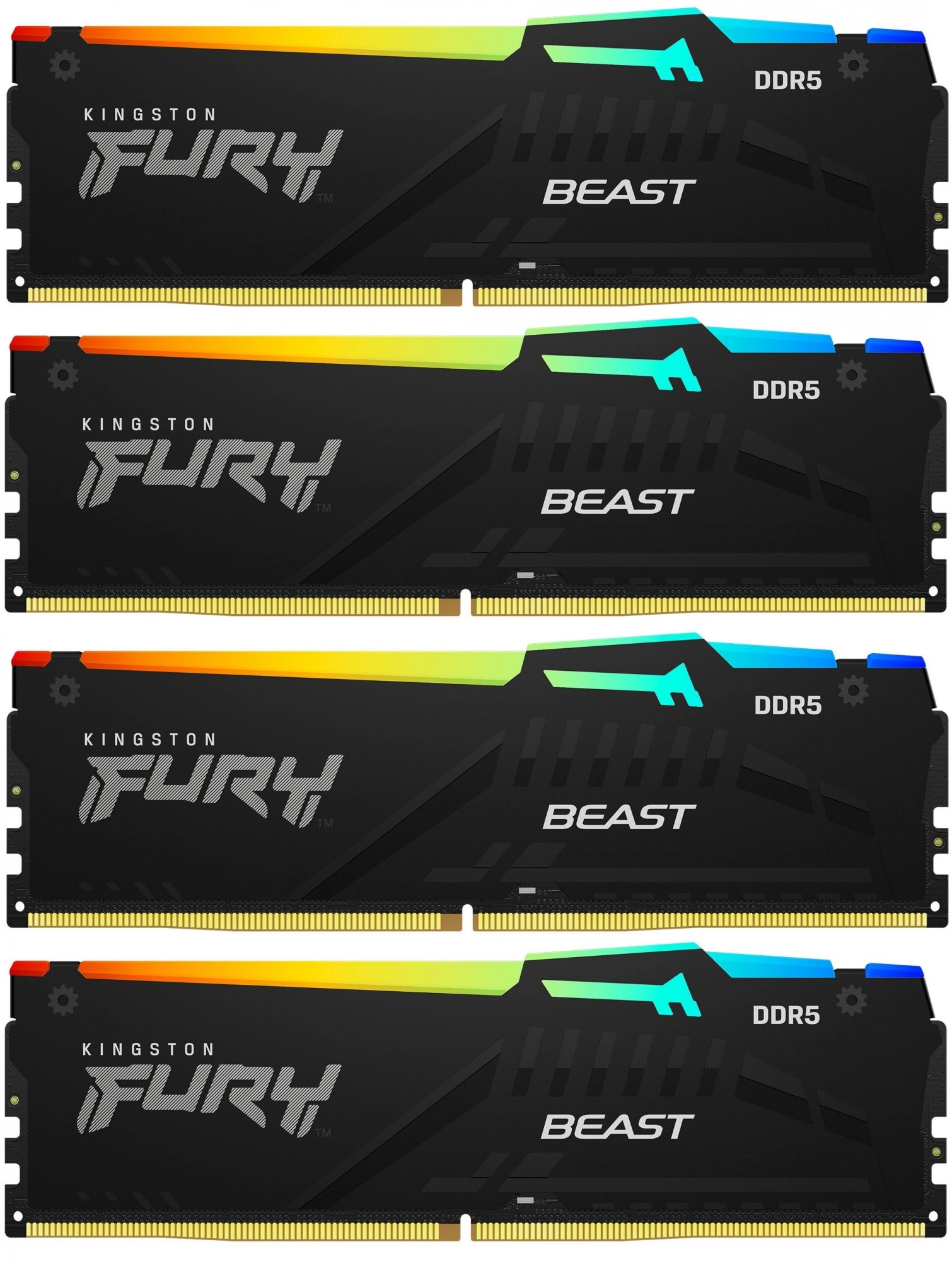 DDR 5 DIMM 128Gb PC44800, 5600Mhz, Kingston FURY Beast RGB XMP CL40 (Kit of 4) (KF556C40BBAK4-128) (retail)