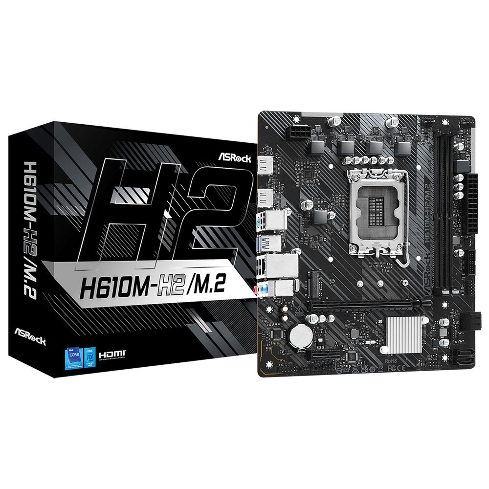 ASROCK H610M-H2/ M.2, LGA1700, H610, 2*DDR4, 4*SATA, 1*M.2, 2*USB 3.2, 4*USB 2.0, 1*PCIx16, 1*PCIx1, 2*HDMI, mATX (H610M-H2/M.2)