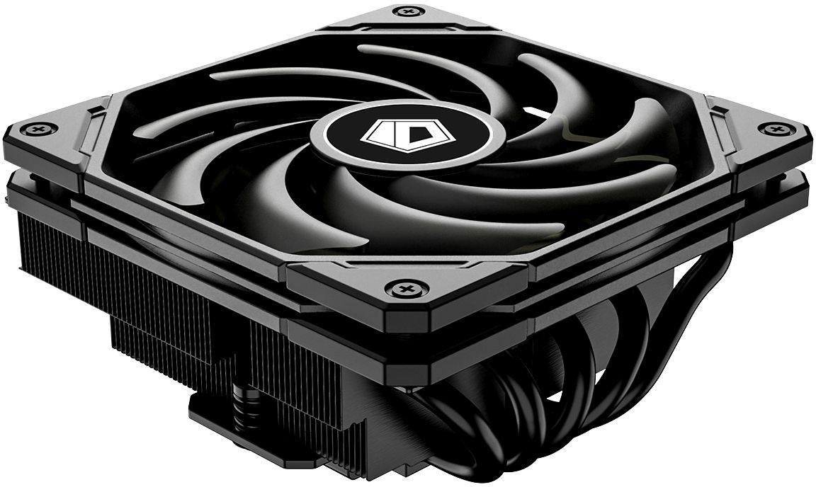 Cooler ID-COOLING IS-55 BLACK LGA1700/ 1200/ 115X/ AM5/ AM4 низкопрофильный высота 55mm (27шт/ кор, TDP 125W, PWM, 5 тепл.трубок + медная база, FAN 120mm, черный