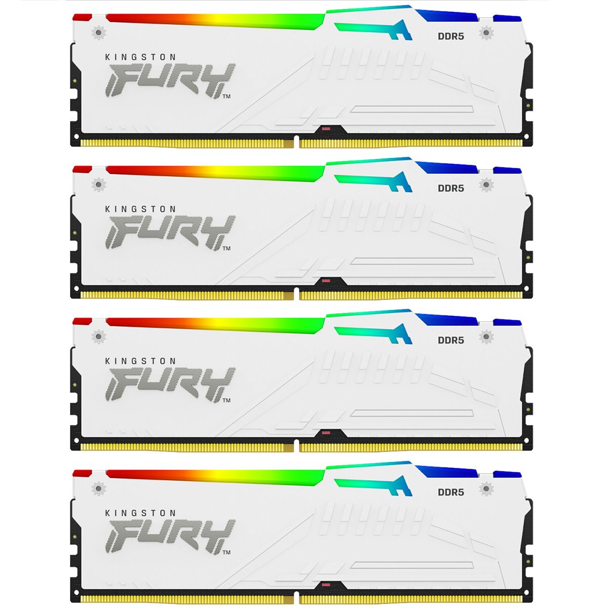 Память оперативная/ Kingston 128GB 5200MT/s DDR5 CL40 DIMM (Kit of 4) FURY Beast White RGB XMP (KF552C40BWAK4-128)