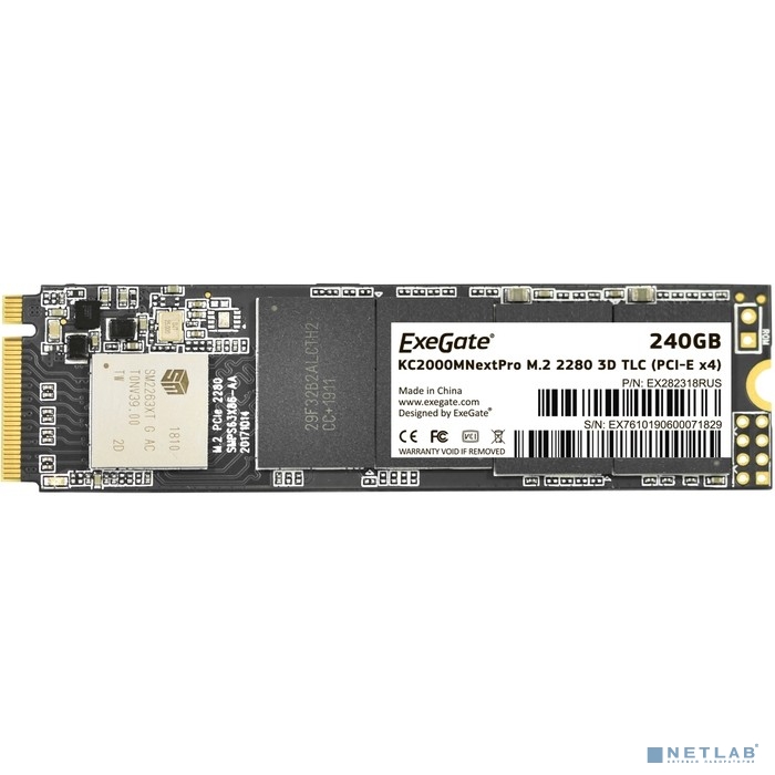 ExeGate SSD M.2 240GB ExeGate NextPro KC2000TP240 (PCIe Gen3x4, NVMe, 22x80mm, 3D TLC) [EX282318RUS]