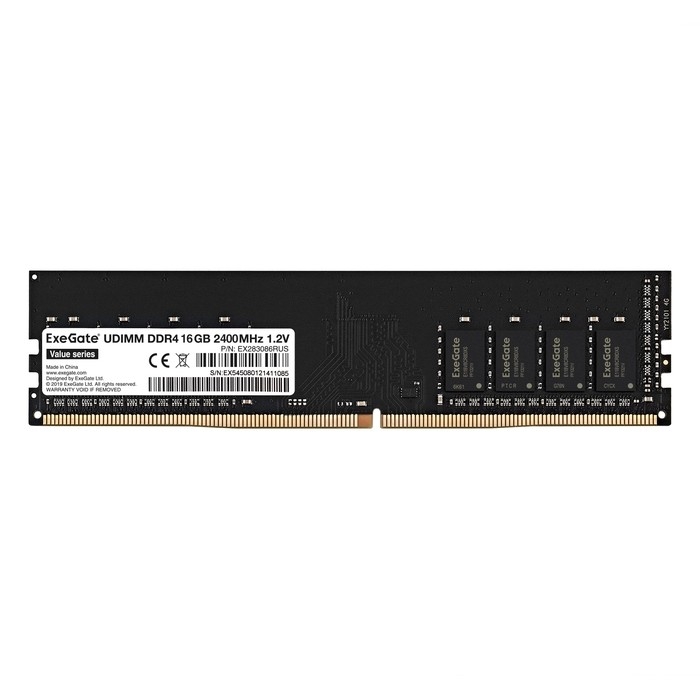 Exegate EX283086RUS Модуль памяти ExeGate Value DIMM DDR4 16GB 2400MHz