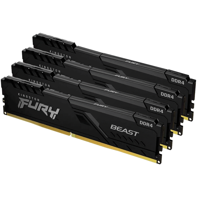 Память оперативная/ Kingston 64GB 2666MT/ s DDR4 CL16 DIMM (Kit of 4) FURY Beast Black (KF426C16BBK4/64)