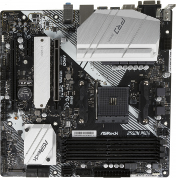 ASROCK B550M PRO4, AM4, B550, 4*DDR4, 6*SATA, 2*M.2, 5*USB 3.2, 2*USB 2.0, Type-C, 6*PCIx16, 1*PCIx1, 1xM.2 (Key E), D-Sub+HDMI+DP, mATX