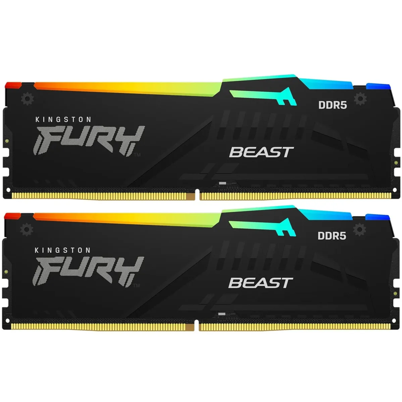 Память оперативная/ Kingston 32GB 6000MT/s DDR5 CL30 DIMM (Kit of 2) FURY Beast RGB XMP (KF560C30BBAK2-32)