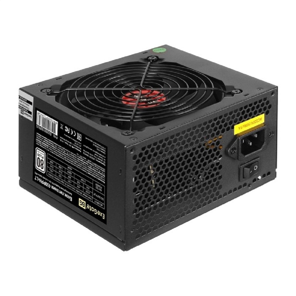 Exegate EX292150RUS-OEM Блок питания 450W ExeGate 80 PLUS® 450PPH-LT-OEM (ATX, APFC, КПД 82% (80 PLUS), 12cm fan, 24pin, (4+4)pin, PCIe, 5xSATA, 3xIDE, black)