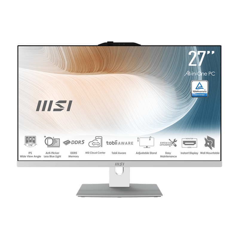 Моноблок/ Modern AM272P 1M 27"(1920x1080 (матовый) IPS)/ Intel Core 5 120U(Ghz)/ 8192Mb/ 256SSDGb/ noDVD/ Int:Intel® Graphics/ Cam/ BT/ WiFi/ -/ war 1y/ 7.5kg/ White/ DOS (9S6-AF8232-697)