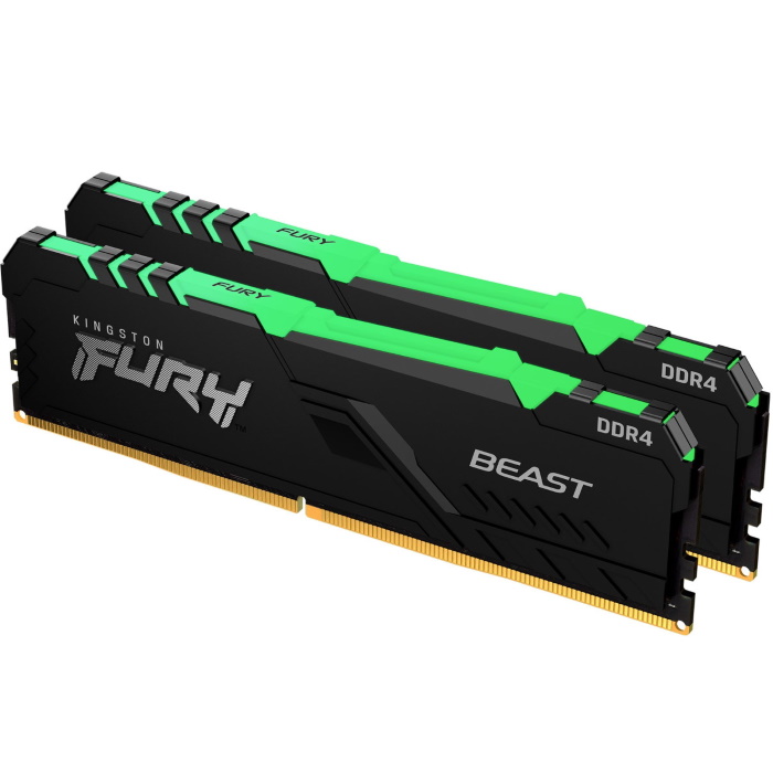 Комплект памяти Kingston FURY Beast RGB DDR4 16GB 3200MHz CL16 DIMM 1RX8 1.35V 288-pin 8Gbit (Kit of 2) (KF432C16BBAK2/16)