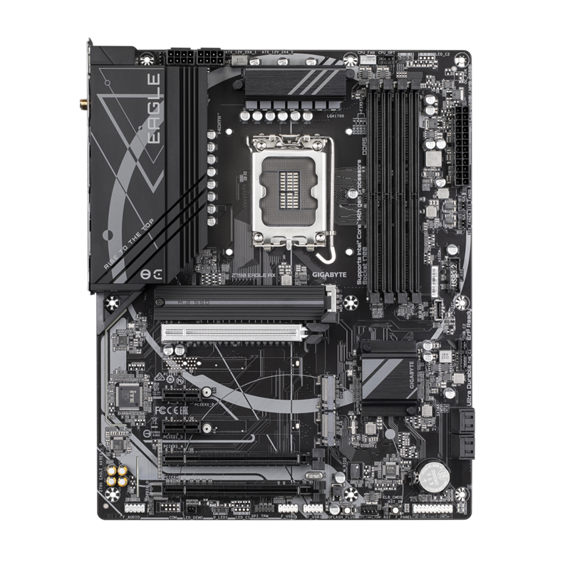 GIGABYTE Z790 EAGLE AX, LGA1700, Z790, 4*DDR5,HDMI+ DP, 4 SATA 6 Гб/ с, M2, Audio, Gb LAN, USB 3.2, USB 2.0, Type-C, ATX