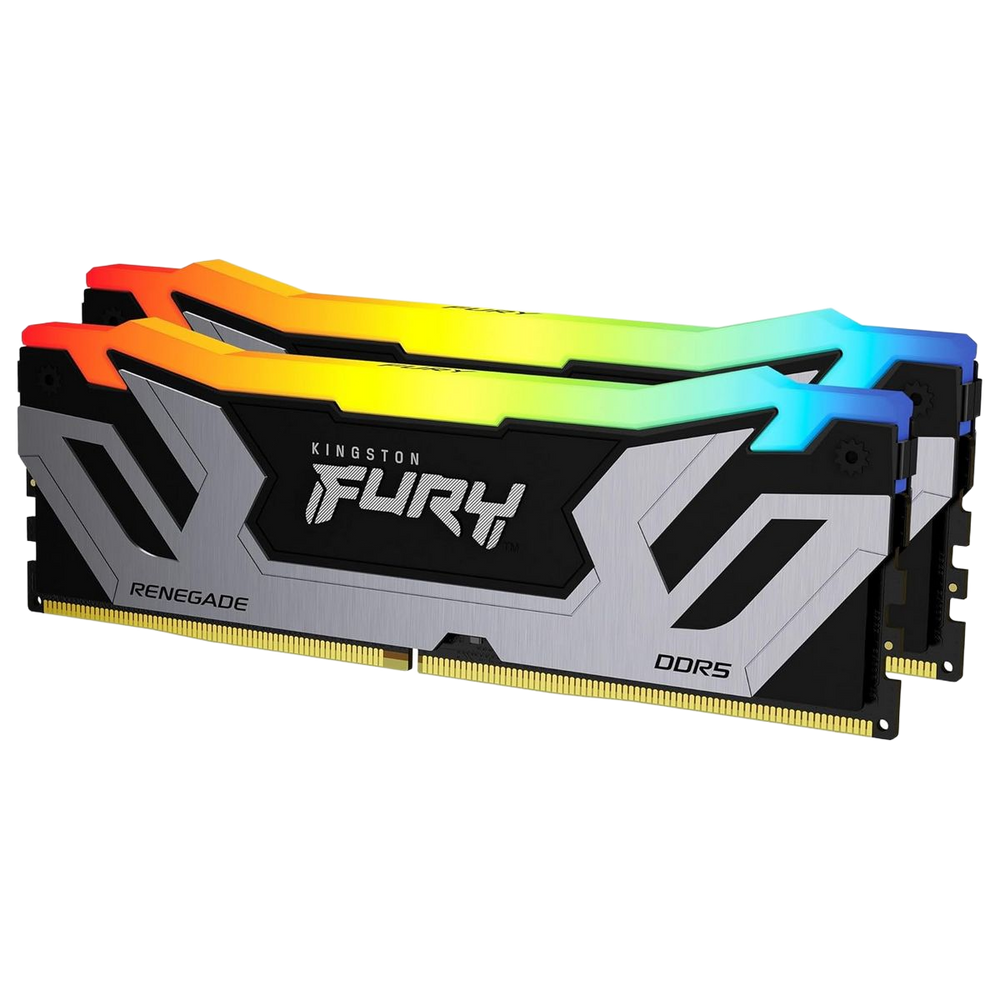 Модуль памяти Kingston KF584CU40RSAK2-48 48GB DDR5 8400 CUDIMM FURY Renegade Silver/ Black RGB Gaming Memory Non-ECC, CL40, 1.45V, Heat Shield, Kit (2x24GB), XMP, RTL