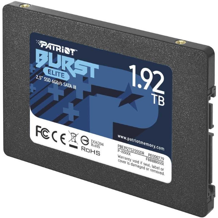 Твердотельный накопитель SSD 1.92TB Patriot Burst Elite, 2.5", SATA-III, 7 mm (PBE192TS25SSDR)