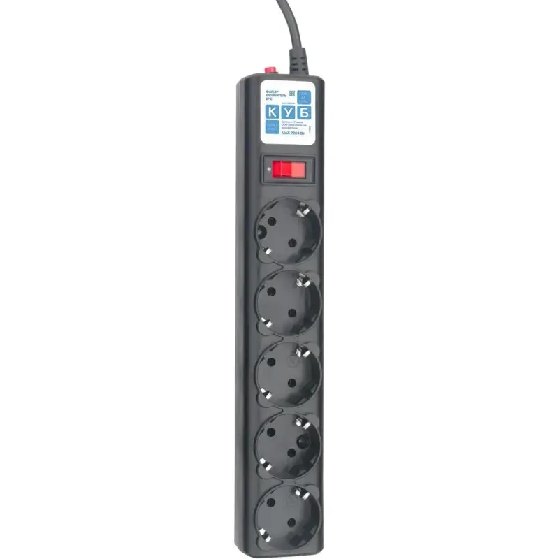 Surge protector Power Cube 5.0 m 5 outlets (Black graffite) 10A / 2.2kW (SPG5-C5)