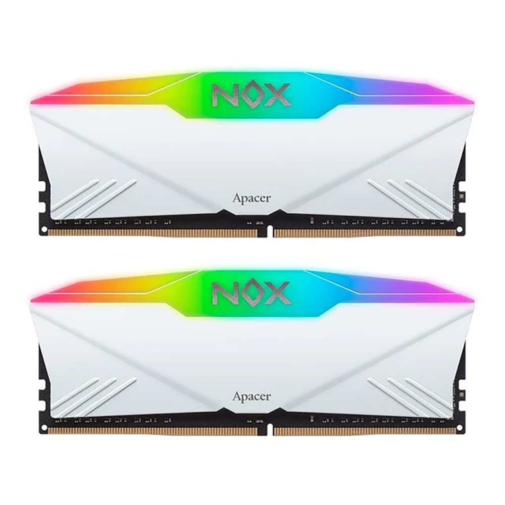 Модуль памяти Apacer 32GB DDR4 3200 DIMM NOX RGB WHITE AURA2 w/ HS RP-K2 Kit (2x16GB), 1.35V, 1024x8 (AH4U32G32C28YNWAA-2)