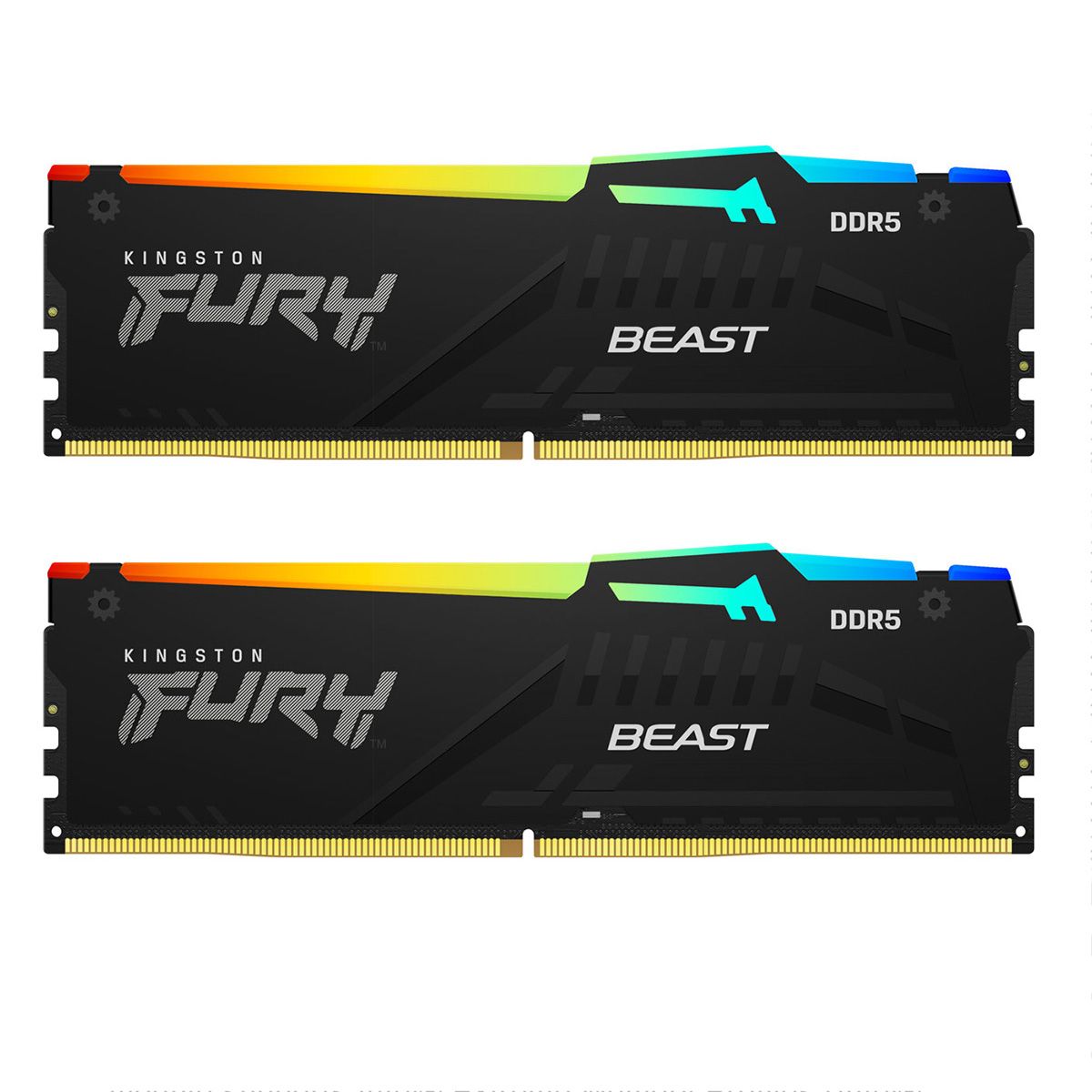 Память оперативная/ Kingston 16GB 5200MT/s DDR5 CL40 DIMM (Kit of 2) FURY Beast RGB XMP (KF552C40BBAK2-16)