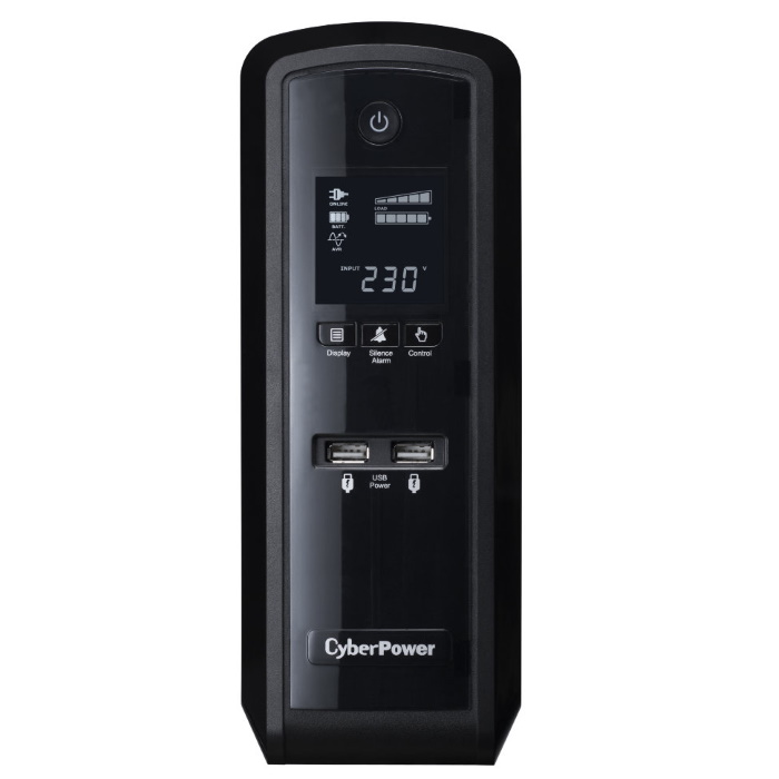 Источник бесперебойного питания CyberPower CP1300EPFCLCD, Line-Interactive, 1300VA/ 780W, 6 Schuko, USB, RJ11/ RJ45,RS-232, LCD, Black