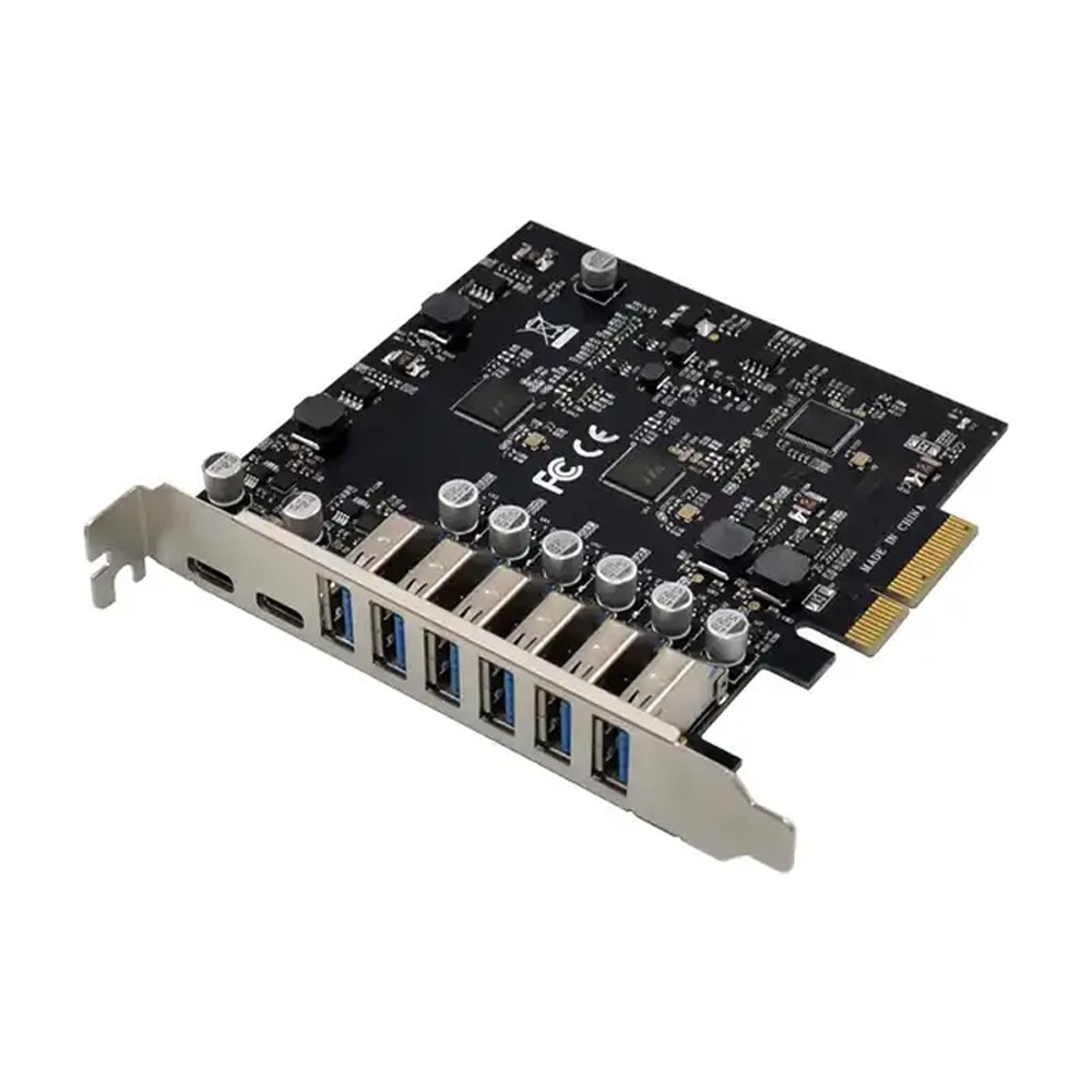 ORIENT AM-U3142PE-6A2C, Контроллер PCI-Ex4 v3.0, USB 3.2 Gen2, скорость до 10 Гбит/ с, 8-port ext (6xType-A + 2xType-C), ASM3142+VL820-Q8 chipset, Self powered (33230)