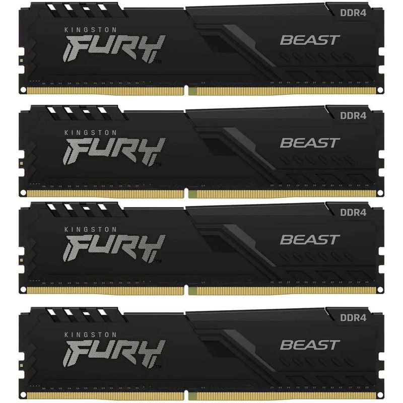 Память оперативная/ Kingston 64GB 3200MT/s DDR4 CL16 DIMM (Kit of 4) FURY Beast Black (KF432C16BBK4/64)