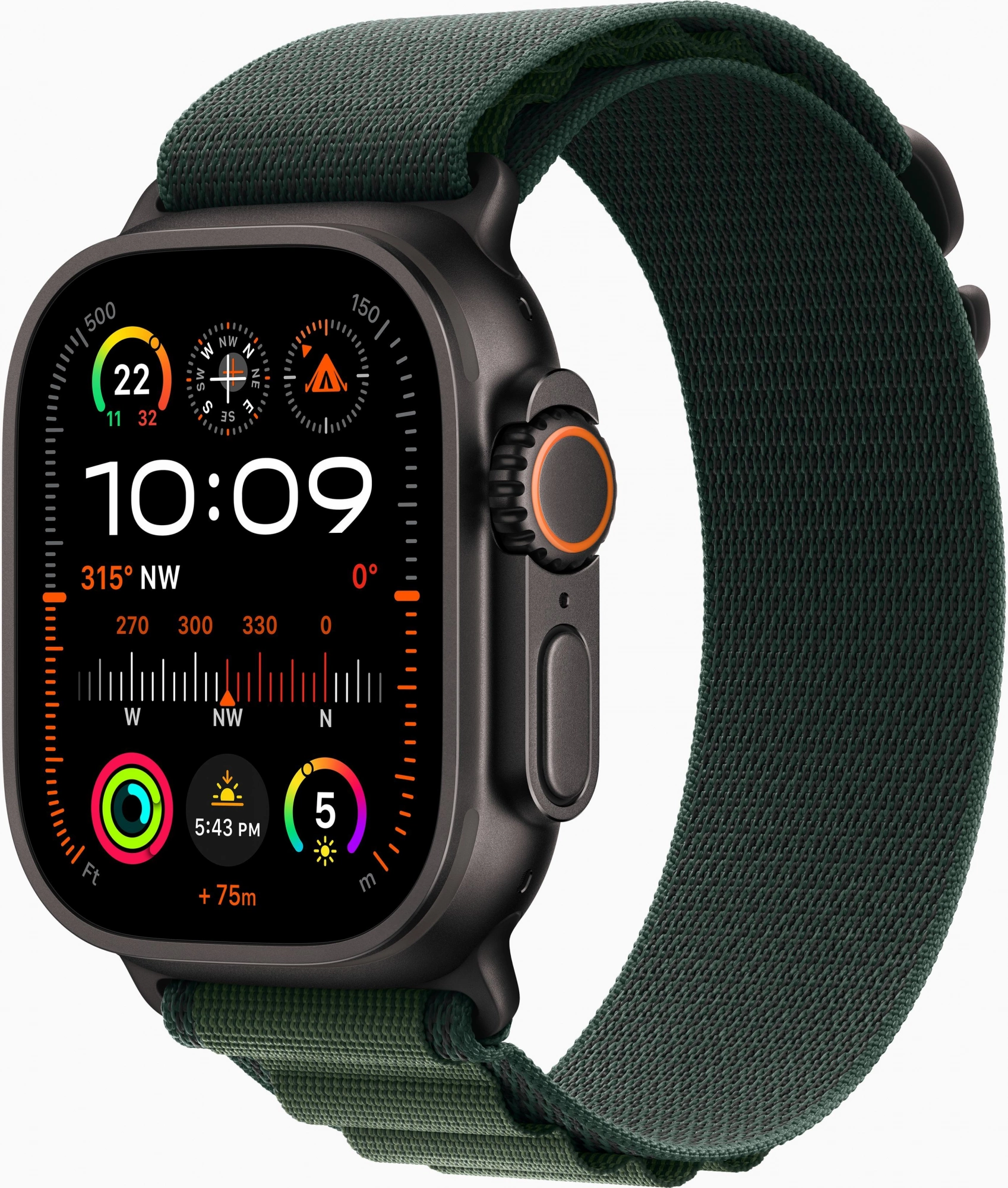 Смарт-часы Apple Watch Ultra 2 2024 A2986 49мм OLED корп.черный титан Alpine loop рем.темно-зеленый разм.брасл.:145-190мм (MX4R3ZP/ A) (MX4R3ZP/A)