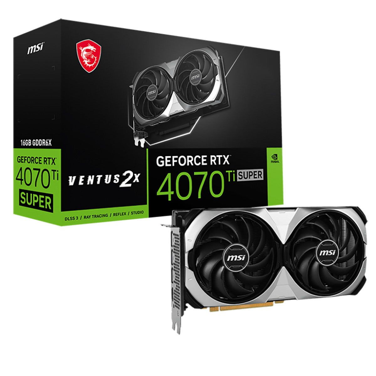 Видеокарта MSI RTX4070Ti SUPER VENTUS 2X 16GB GDDR6X 256bit 3xDP HDMI 3FAN RTL (RTX 4070 TI SUPER 16G VENTUS 2X)