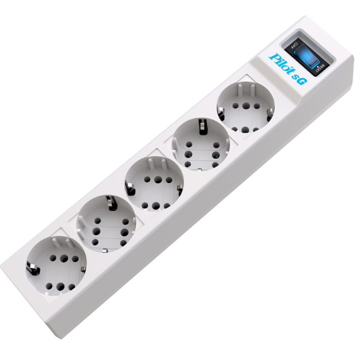 Сетевой фильтр Surge protector Pilot SG5 5 outlets (GP), 10A / 2.2kVt, automatic circuit-breaker, 3 m (PILOT SG5 3M)