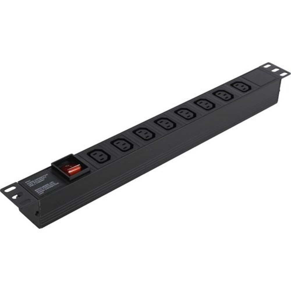 Exegate EX280854RUS Блок розеток ExeGate ServerPro PDU-19H808 Al-8С13-C14-SW, 1U, Алюм., 8 IEC 320 C13, С14