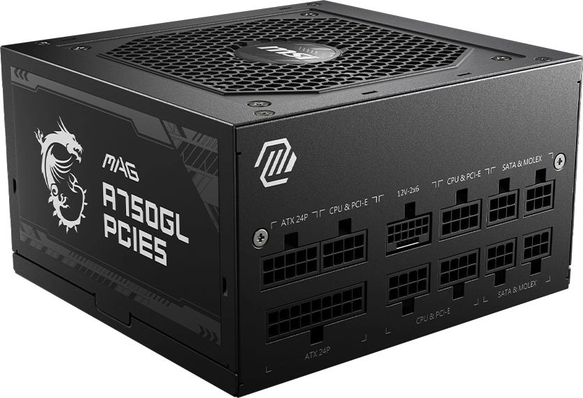 Блок питания MSI ATX 750W MAG A750GL PCIE5 Gen.5 80+ gold (20+4pin) APFC 120mm fan 8xSATA Cab Manag RTL (306-7ZP8B11-CE0)