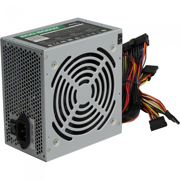 Блок питания Aerocool ATX 500W ECO-500 (20+4pin) 120mm fan 3xSATA RTL