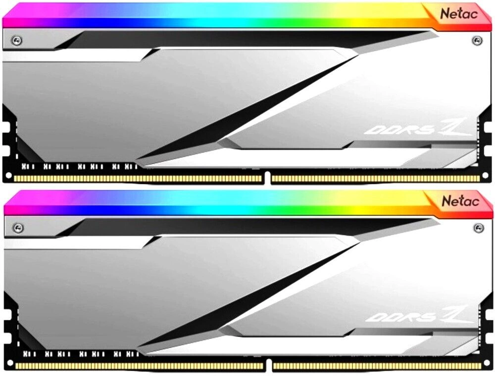 Netac Z RGB 32GB (2x16GB) DDR5-6400 (PC5-51200) C32 Silver 32-38-38-90 1.35V XMP Dual DIMM Kit (NTZED5P64DP-32S)