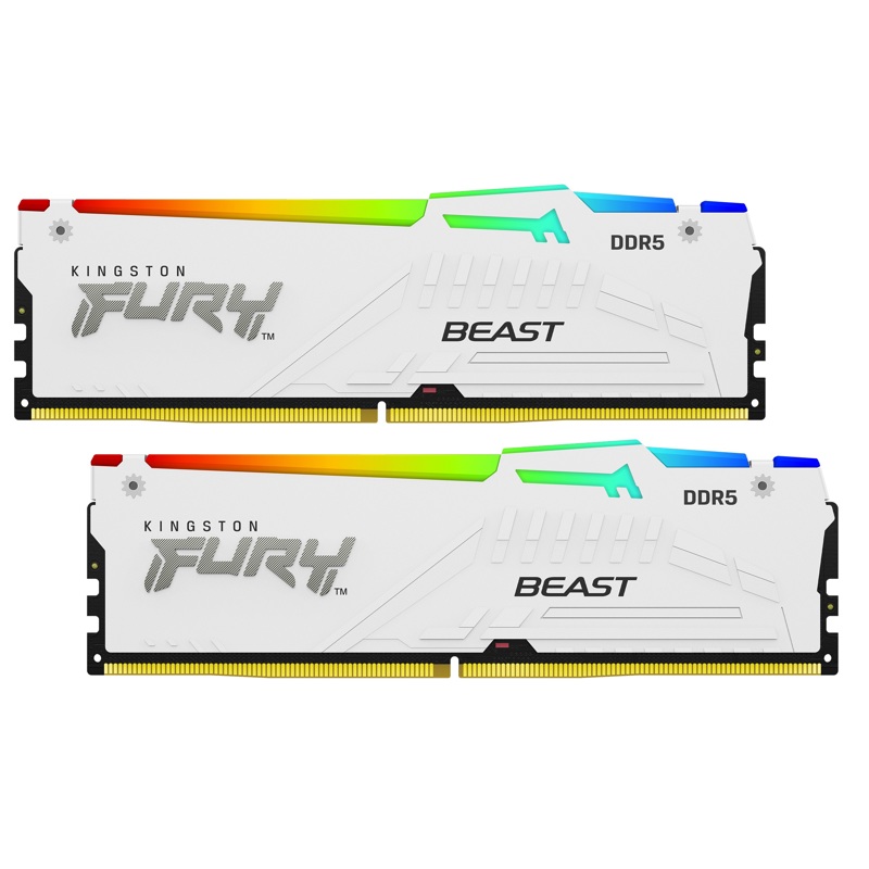 Память оперативная/ Kingston 32GB 5600MT/s DDR5 CL40 DIMM (Kit of 2) FURY Beast White RGB XMP (KF556C40BWAK2-32)