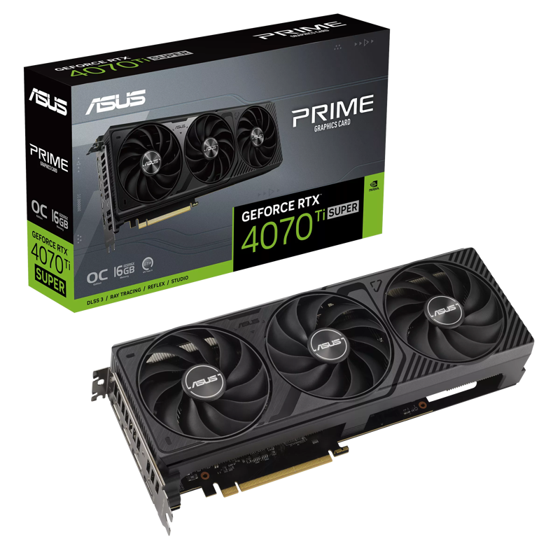 Видеокарта/ VGA ASUS NVIDIA GeForce PRIME-RTX4070TIS-O16G 16GB, GDDR6X/256-bit, PCIe 4.0, 1xHDMI 2.1a, 3xDP, 2.5-slot 90YV0LB0-M0NA00