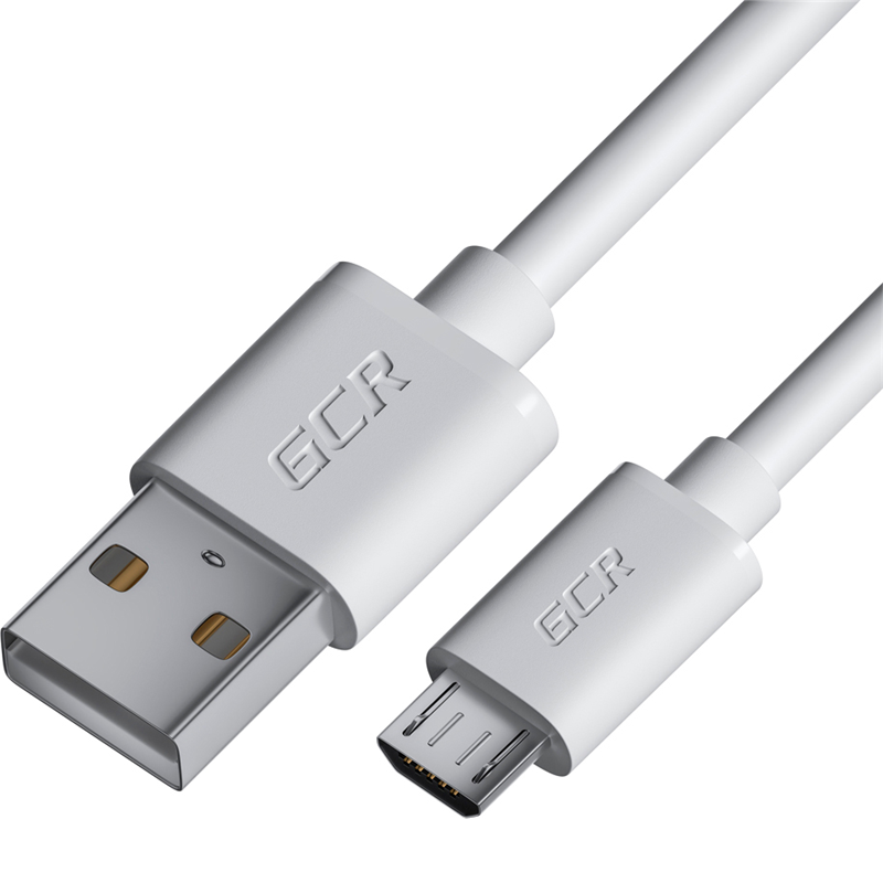 GCR Кабель 2.0m MicroUSB, белый, быстрая зарядка, 28/ 24 AWG (GCR-53233)