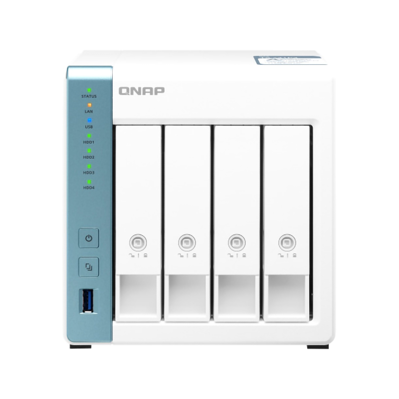 SMB QNAP TS-431P3-4G NAS, 4 trays 3,5"/2,5". 1xGbE RJ-45, 1x2,5 GbE RJ-45. ARM Cortex-A15 Annapurna Labs AL-314 1,7 GHz, 4GB SO-DIMM DDR3 up to 8GB (1x8 GB)