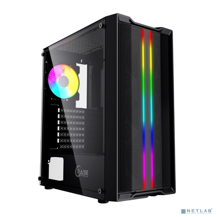 Powercase CMIEB-F4S Корпус Mistral Evo, Tempered Glass, 1x 120mm PWM ARGB fan + ARGB Strip + 3x 120mm PWM non LED fan, чёрный, ATX (CMIEB-F4S)