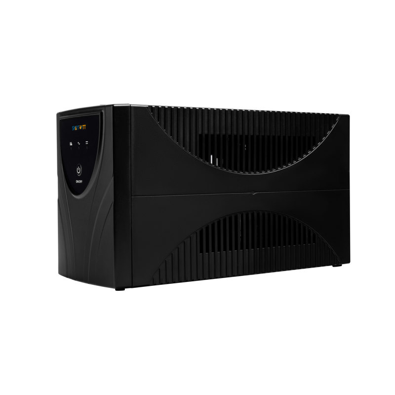 ИБП SMARTWATT UPS UNI PRO 1500, линейно-интерактивный SIN, мощность 1500/ 1050 ВА/ Вт, напольный, LED индикация, Shuko CEE7/ 4 - 2 шт. , IEC C13 - 3 шт., батарея 12В 9Ач 2шт., 165x393x198мм., 12.4кг., ар