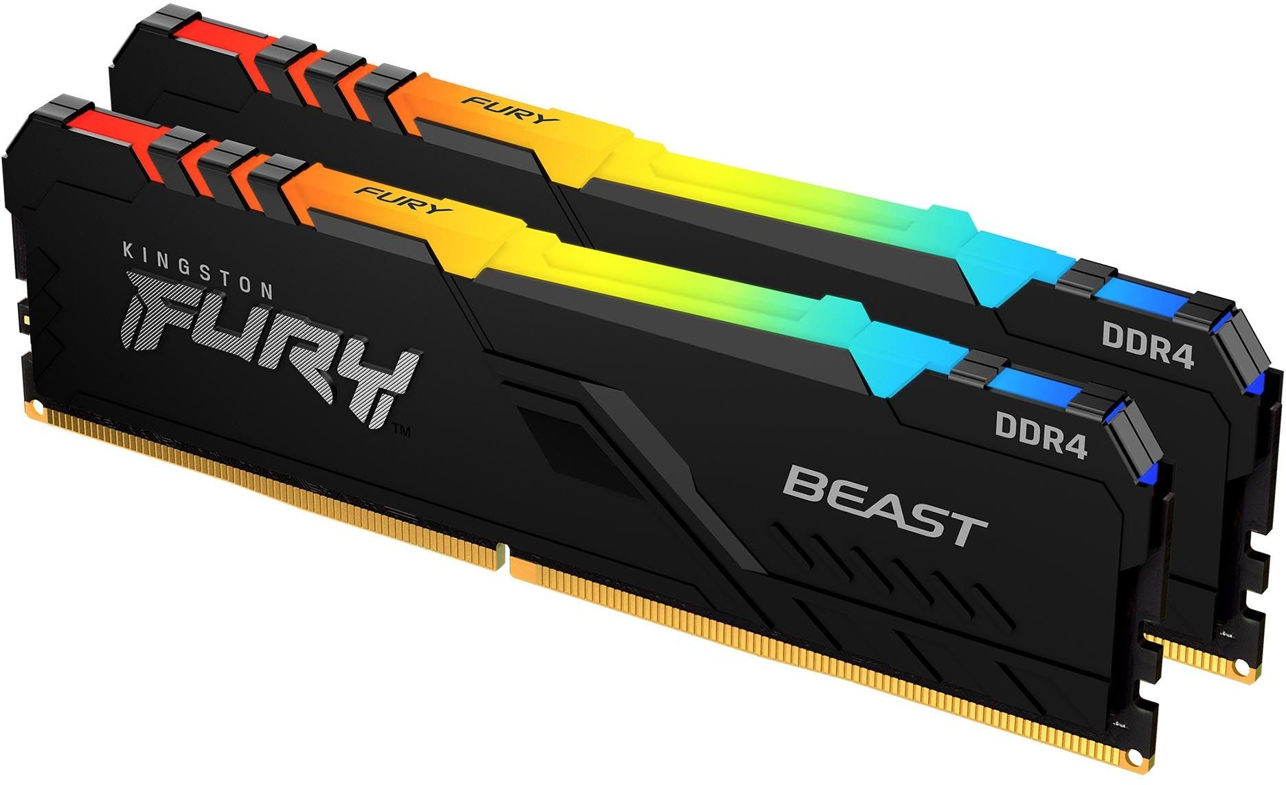 Модуль памяти DDR 4 DIMM 32Gb PC25600, 3200Mhz, Kingston FURY Beast Black RGB (Kit of 2), CL16 (KF432C16BB12AK2/32) (retail)