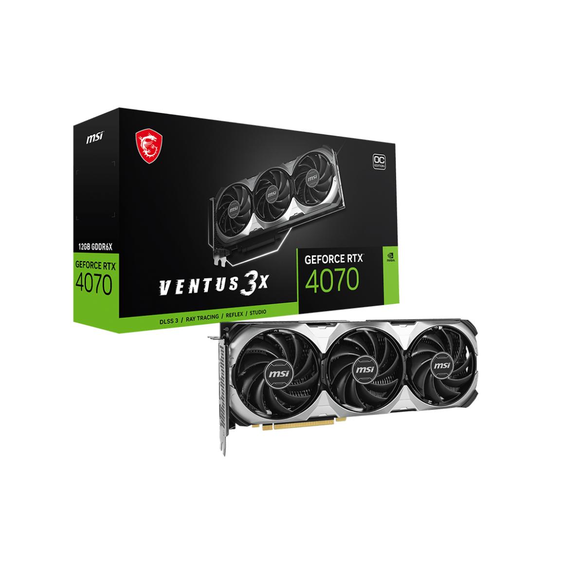 RTX4070 VENTUS 3X E 12GB OC GDDR6X 192-bit HDMI DPx3 3FAN RTL (RTX 4070 VENTUS 3X E 12G OC)