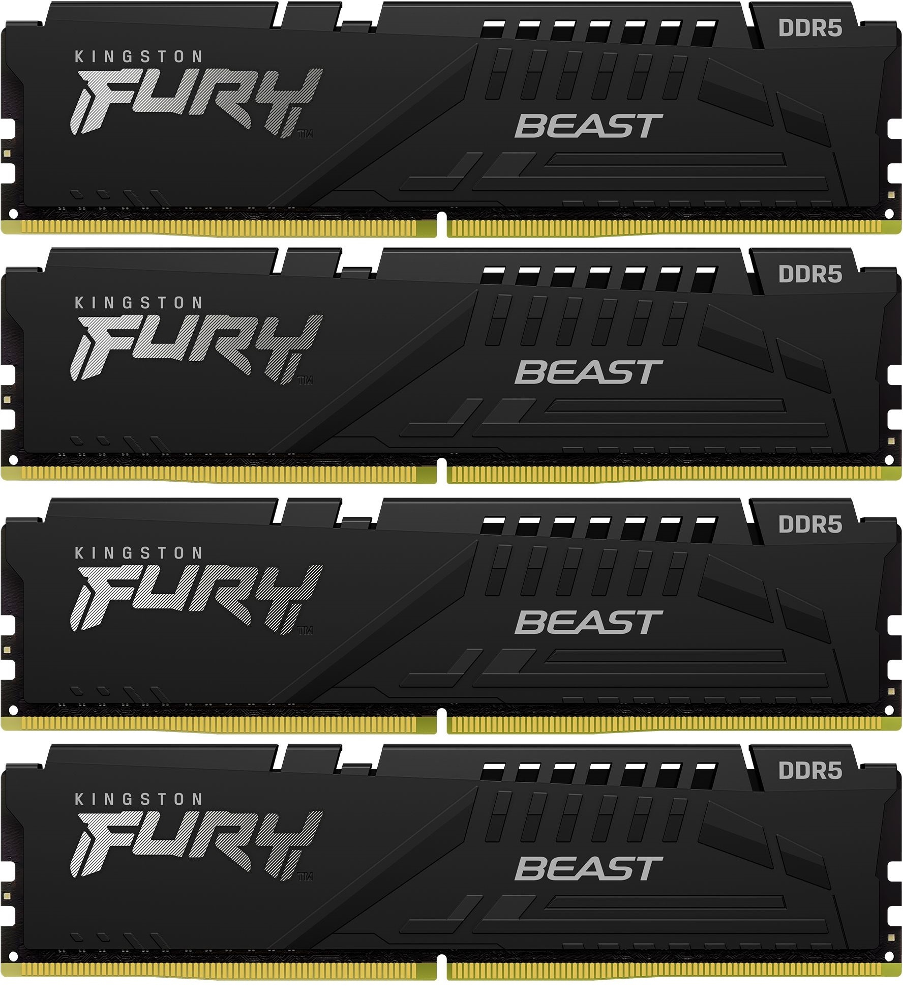 DDR 5 DIMM 64Gb PC41600, 5200Mhz, Kingston FURY Beast Black XMP CL40 (Kit of 4) (KF552C40BBK4-64) (retail)