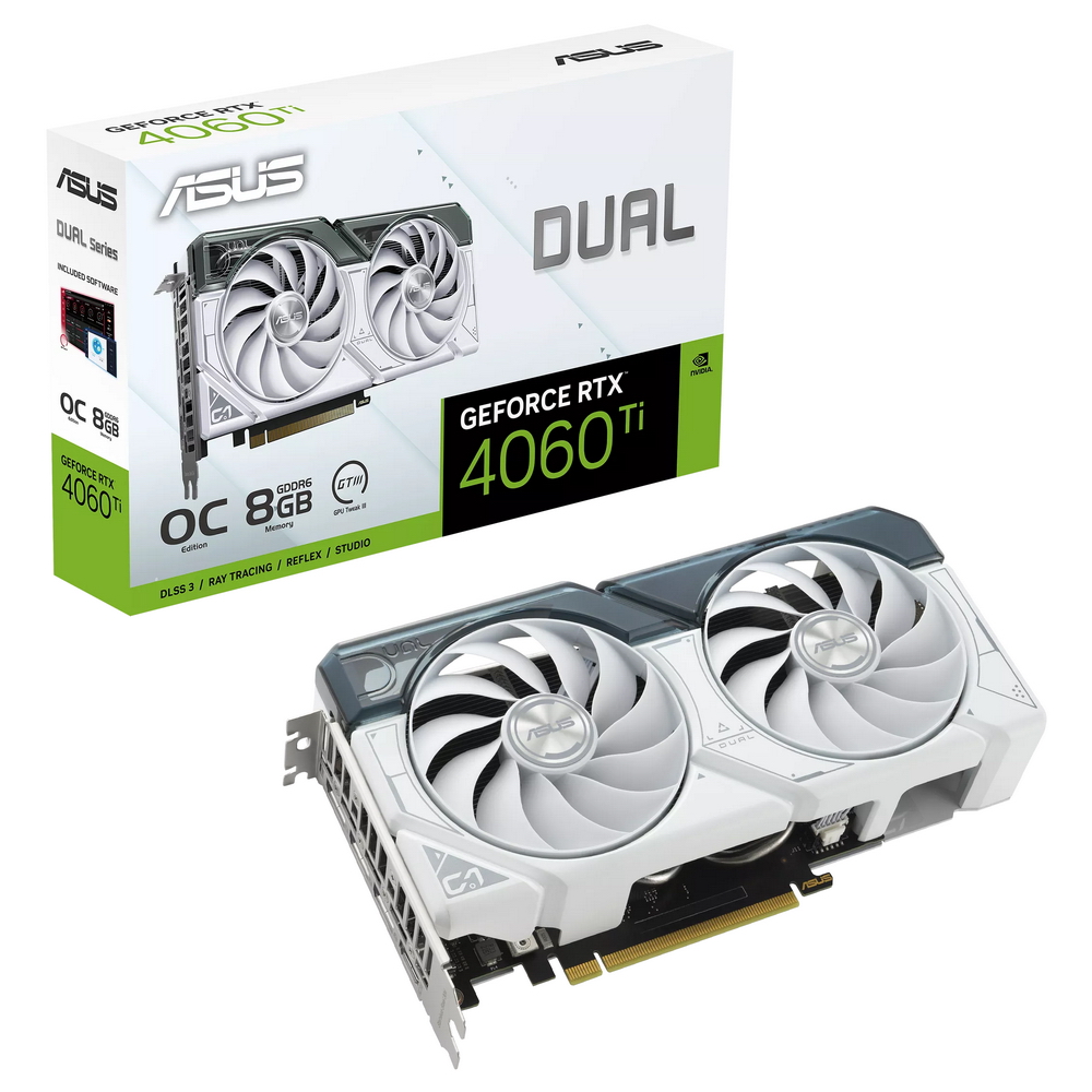 DUAL-RTX4060TI-O8G-WHITE / RTX4060TI,HDMI*1,DP*3,8G,D6 (90YV0J42-M0NA00)