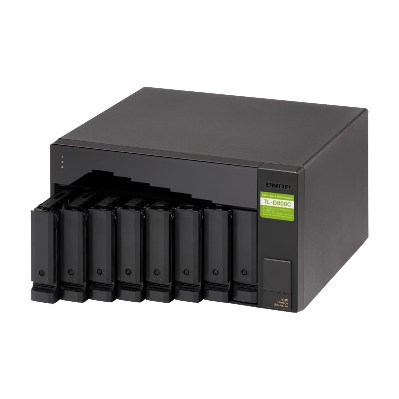 Полка расширения сетевого хранилища без дисков/ SMB QNAP TL-D800C USB 3.2 Gen 2 Type-C JBOD storage enclosure, 8-tray 3,5"/ 2,5" w/ o HDD. desktop version.