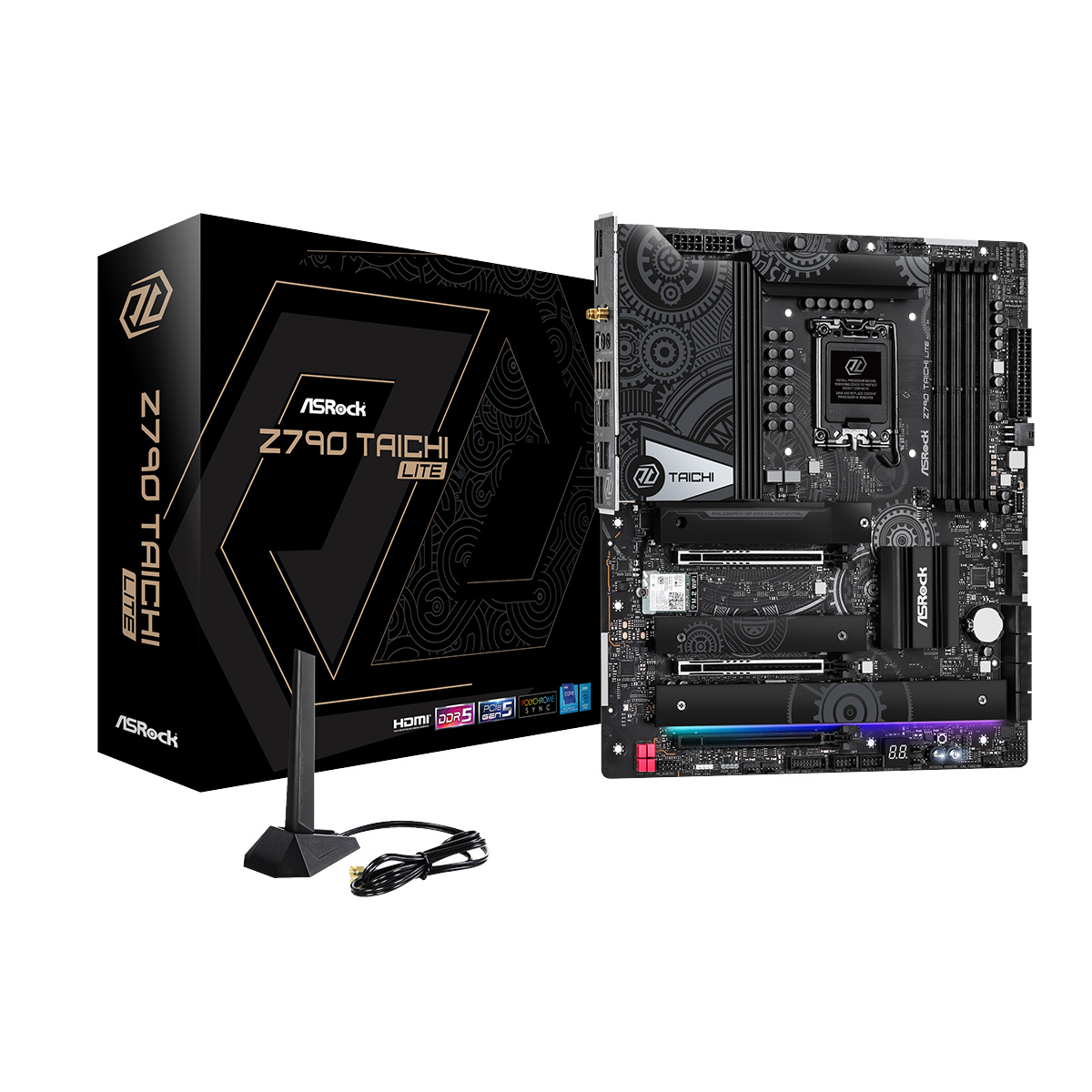 Z790 TAICHI LITE, Socket 1700, Intel®Z790, 4xDDR5-4800, HDMI, 2xPCI-Ex16, 2xPCI-Ex1, 8xSATA3(RAID 0/ 1/ 5/ 10), 5xM.2, 6 Ch Audio, 1xGLan, 1x2.5GLan, WiFi, (2+4)xUSB2.0, (10+4)xUSB3.2, (0+1)xUSB3.2 Type-C™, (2+0)xUSB4 Type-C™, ATX, RTL