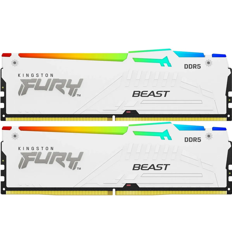 Память оперативная/ Kingston 32GB 6000MT/s DDR5 CL30 DIMM (Kit of 2) FURY Beast White RGB XMP (KF560C30BWAK2-32)