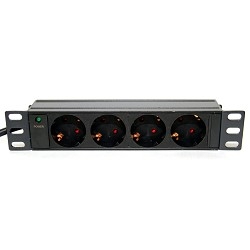 5bites PDU410A-10 Блок розеток 4S / AL / 1U / 10" / 2M*3G*1.5MM2 / VDE